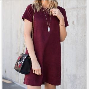 Maroon Brandy Melville T Shirt Dress Faux Suede